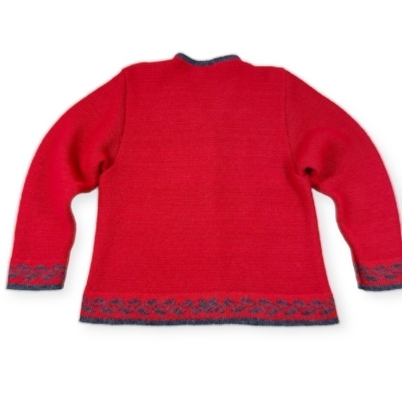 SWEATERMAN Laumann Norwegian New Wool Cardigan Sweater Red Gray Medium - Picture 3 of 9